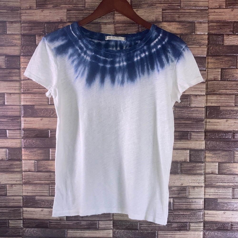 Womens EUC We The Free Cream & Blue Tie Dye Tee Medium